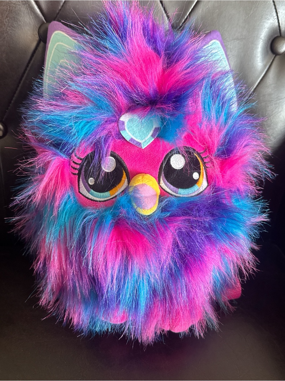 Hot Topic Plush Backpack - Bright Pink, Blue & Purple Fuzzy Creature